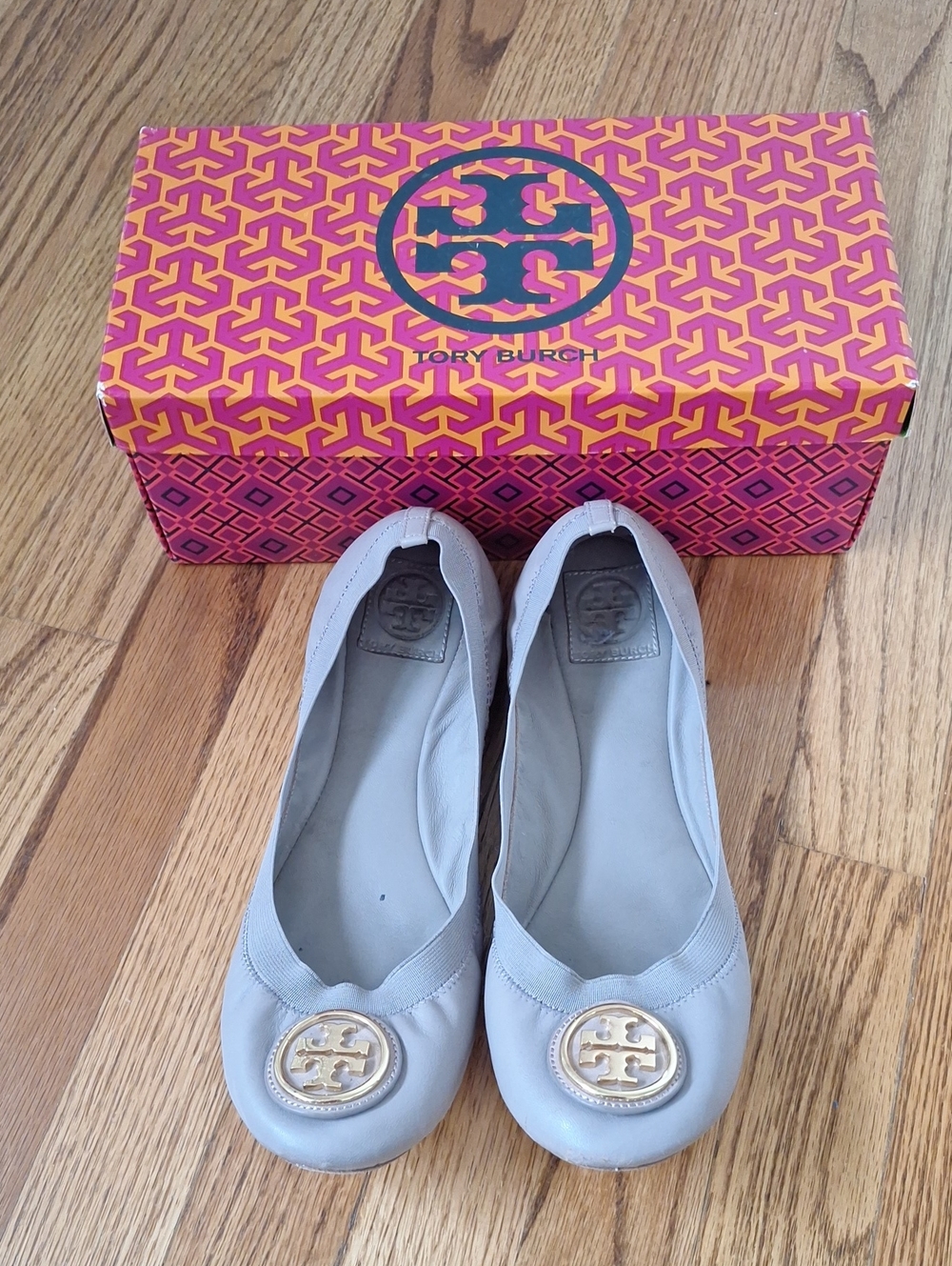 Tory Burch Quarry Rock Caroline 2-Nghtfall Leather Ballet Flats 10.5